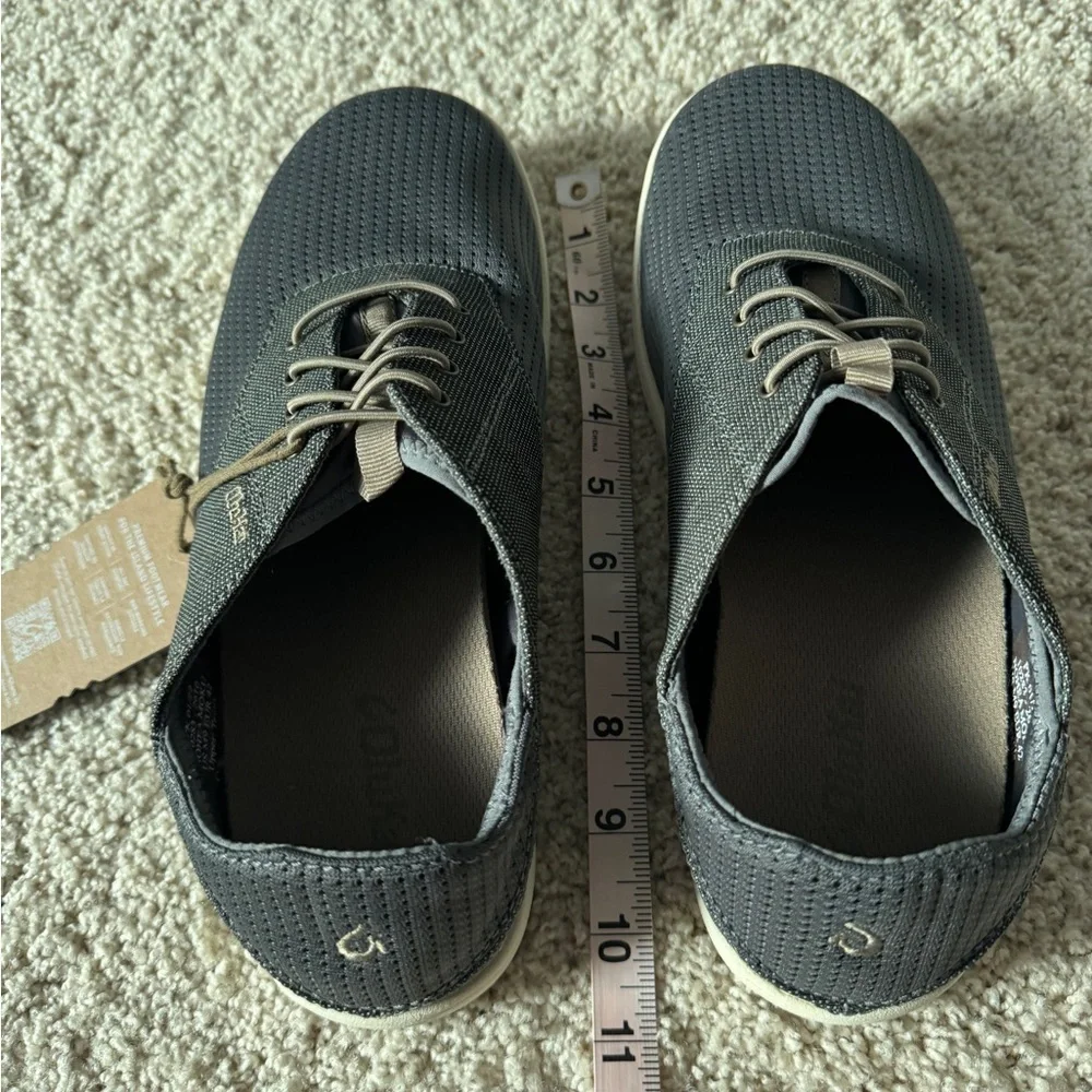 Nohea Moku mens no tie boat shoes gray charcoal clay 9